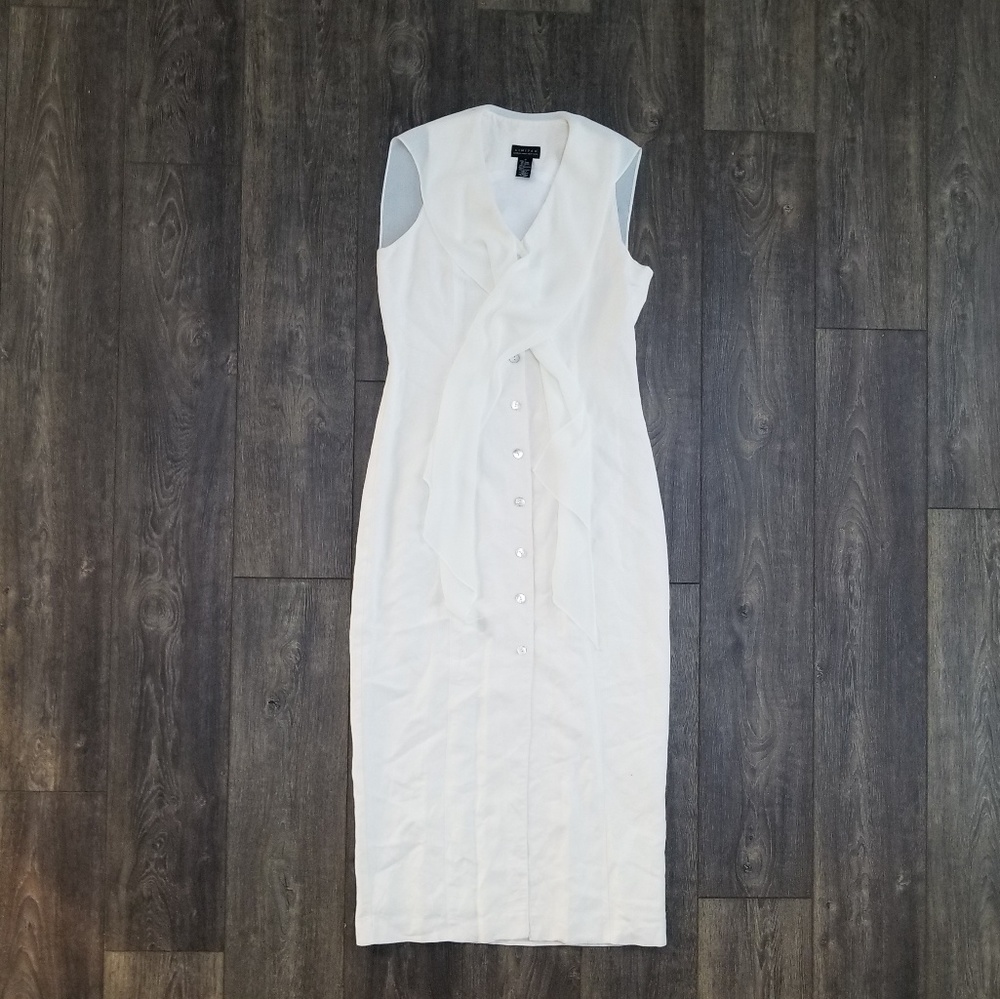 Limited White Linen Button Up Dress - size 10